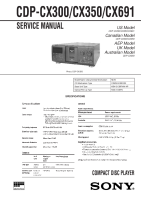 Sony CDP-CX350 - Service Manual